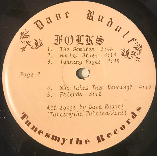 Dave Rudolf - Folks - VG+ LP Record 1976 Tunesmythe Private Press Outsider Illinois USA Vinyl & Book - Folk / Psychedelic - Shuga Records