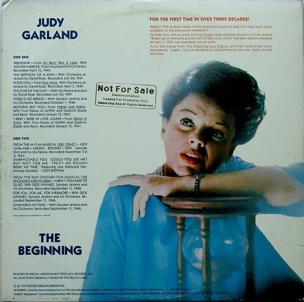 Judy Garland – The Beginning - Mint- LP Record 1979 DRG USA Vinyl - Jazz Vocal / Pop - Shuga Records