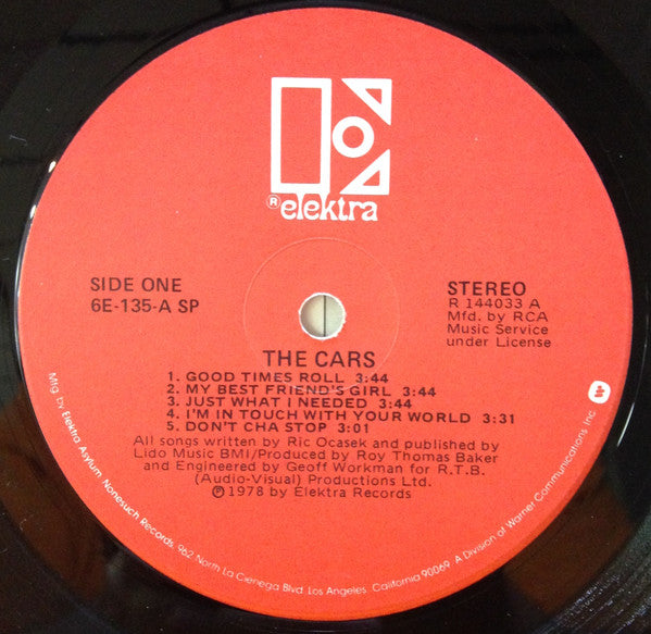 The Cars - The Cars - VG+ LP Record 1978 Elektra RCA Music Service Club Edition Vinyl - New Wave / Pop Rock - Shuga Records