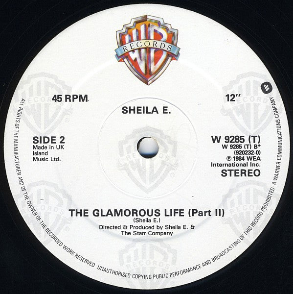 Sheila E. - The Glamorous Life - VG+ 12" Single Record 1984 Warner UK Vinyl - Funk / Synth-pop - Shuga Records