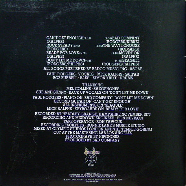 Bad Company - Bad Company (1974) - Mint- LP Record 1977 Swan Song USA Vinyl - Hard Rock / Classic Rock - Shuga Records