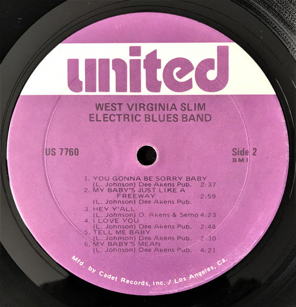 West Virginia Slim Electric Blues Band - West Virginia Slim Electric Blues Band - VG+ LP Record 1970 Untied USA Vinyl - Blues - Shuga Records