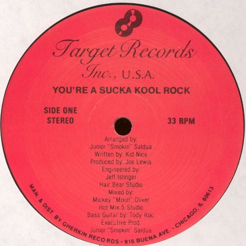 Unknown Artist - You're A Sucka Kool Rock - VG+ 12" Single Record 1990s Target USA Vinyl - Chicago House / Hip-House - Shuga Records