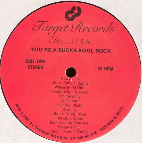 Unknown Artist - You're A Sucka Kool Rock - VG+ 12" Single Record 1990s Target USA Vinyl - Chicago House / Hip-House - Shuga Records