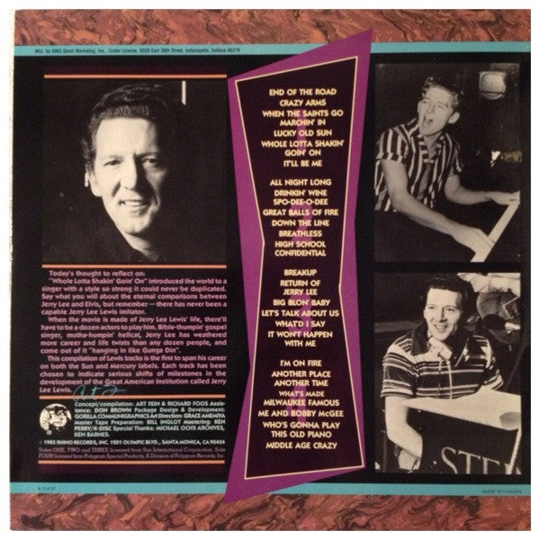 Jerry Lee Lewis - Milestones - Mint- 2 LP Record 1985 Rhino Canada Club Edition Vinyl - Rock & Roll / Rockabilly / Country - Shuga Records