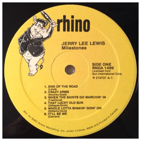 Jerry Lee Lewis - Milestones - Mint- 2 LP Record 1985 Rhino Canada Club Edition Vinyl - Rock & Roll / Rockabilly / Country - Shuga Records