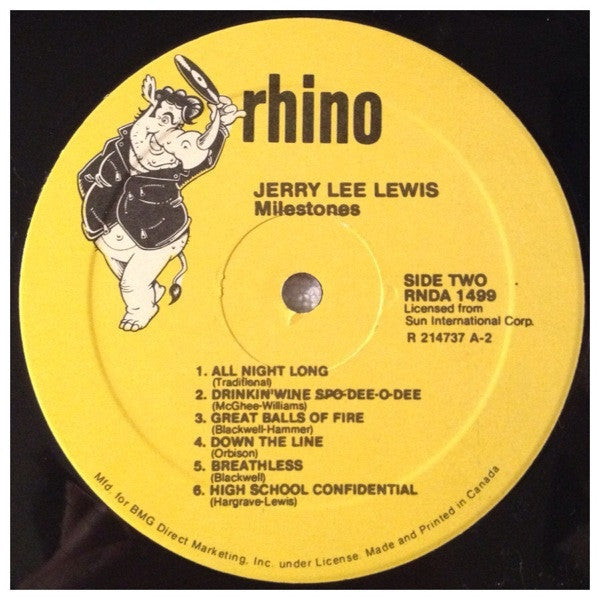 Jerry Lee Lewis - Milestones - Mint- 2 LP Record 1985 Rhino Canada Club Edition Vinyl - Rock & Roll / Rockabilly / Country - Shuga Records