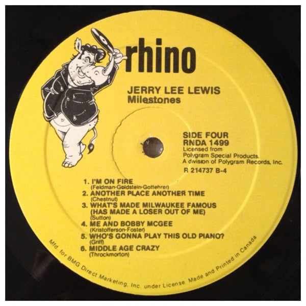 Jerry Lee Lewis - Milestones - Mint- 2 LP Record 1985 Rhino Canada Club Edition Vinyl - Rock & Roll / Rockabilly / Country - Shuga Records