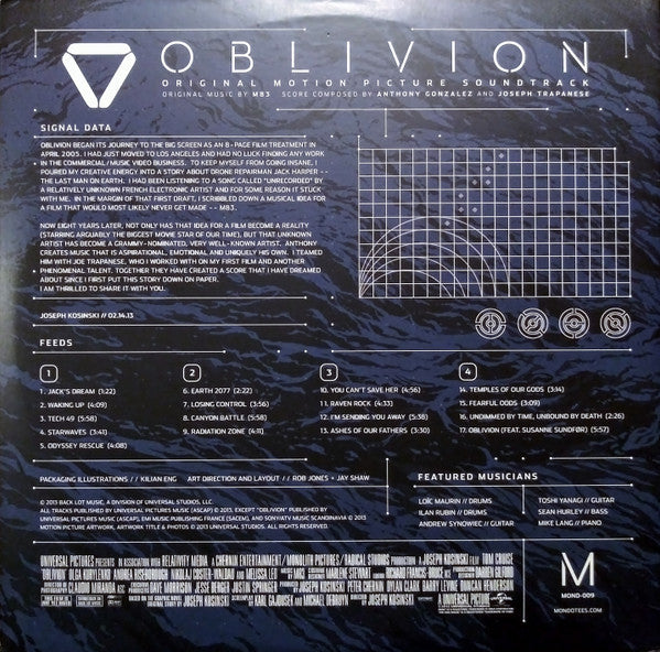 M83 / Anthony Gonzalez / Joseph Trapanese - Oblivion Original Motion Picture - Mint- 2 LP Record 2013 Mondo USA 180 gram Vinyl & Insert - Score / Soundtrack - Shuga Records
