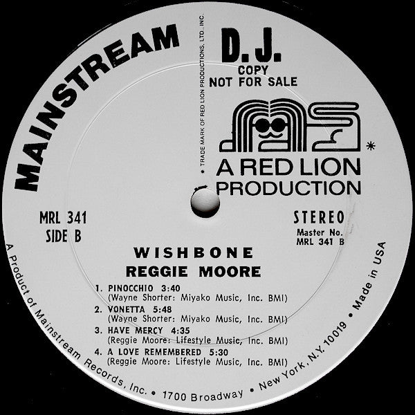 Reggie Moore - Wishbone - VG+ LP Record 1971 Mainstream USA Promo Vinyl - Jazz - Shuga Records