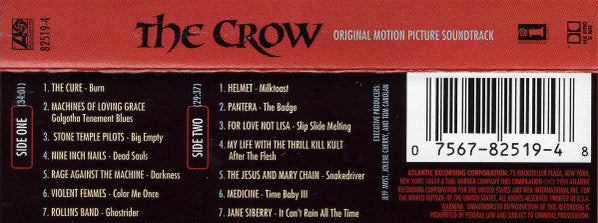 Various - The Crow (Original Motion Picture Soundtrack) - Used Cassette 1994 Atlantic Tape - Soundtrack - Shuga Records