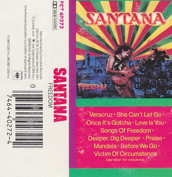 Santana – Freedom - Used Cassette 1987 Columbia Tape - Classic Rock