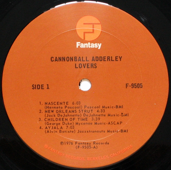 Cannonball Adderley – Lovers - VG+ LP Record 1976 Fantasy USA Vinyl - Jazz / Fusion / Jazz-Funk