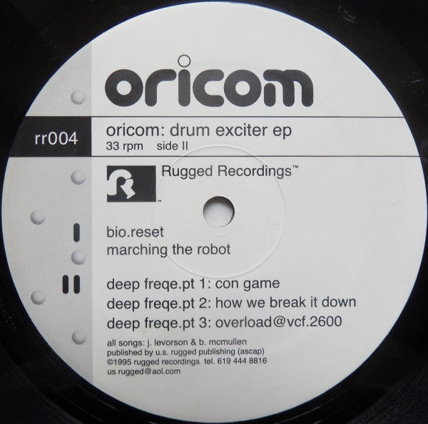 Oricom - Drum Exciter EP - VG+ 12" Single Record 1995 Rugged USA Vinyl - Tech House / Experimental - Shuga Records