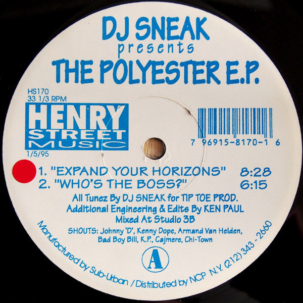 DJ Sneak – The Polyester E.P. - VG+ 12" Single Record 1995 Henry Street Music USA Vinyl - Chicago House - Shuga Records