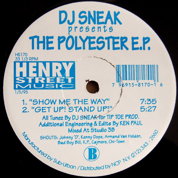 DJ Sneak – The Polyester E.P. - VG+ 12" Single Record 1995 Henry Street Music USA Vinyl - Chicago House - Shuga Records