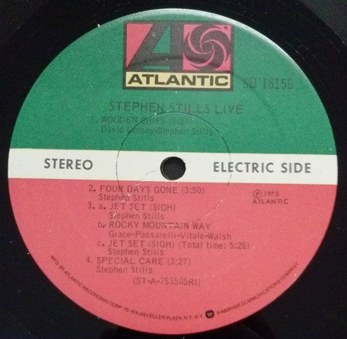 Stephen Stills - Stephen Stills Live - VG+ LP Record 1975 Atlantic USA Vinyl - Rock / Folk Rock / Soft Rock - Shuga Records