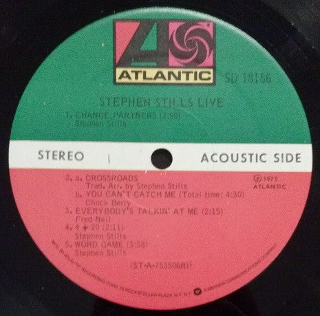 Stephen Stills - Stephen Stills Live - VG+ LP Record 1975 Atlantic USA Vinyl - Rock / Folk Rock / Soft Rock - Shuga Records
