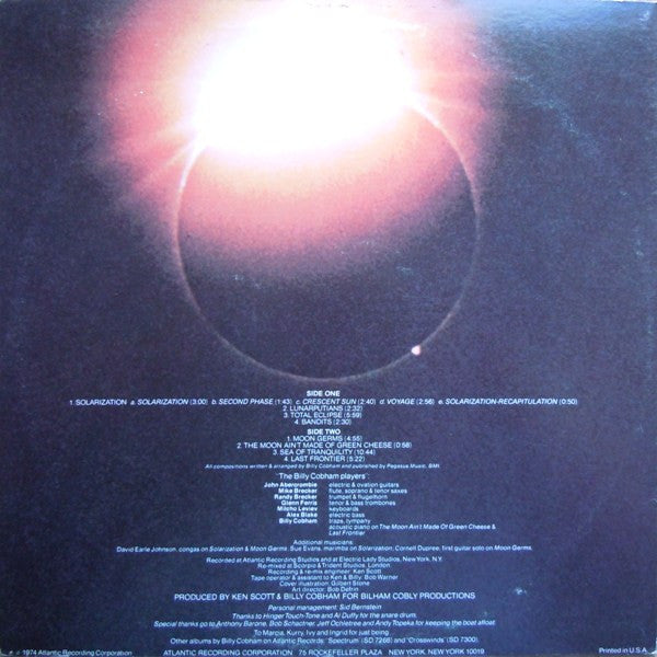 Billy Cobham – Total Eclipse - VG LP Record 1974 Atlantic USA Vinyl - Jazz / Funk / Fusion - Shuga Records