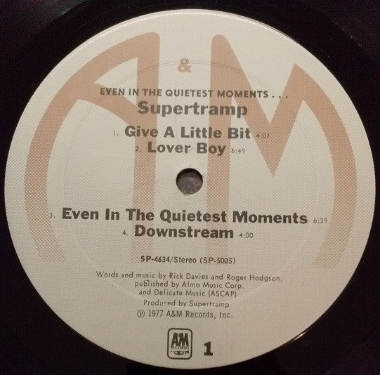 Supertramp - Even In The Quietest Moments... - VG+ LP Record 1977 A&M USA Vinyl - Prog Rock / Pop Rock - Shuga Records