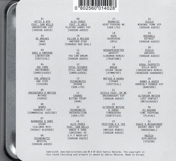 Friction - Fabriclive 70 - New CD 2013 Fabric UK Press & Metal Tin Case - Drum n Bass - Shuga Records