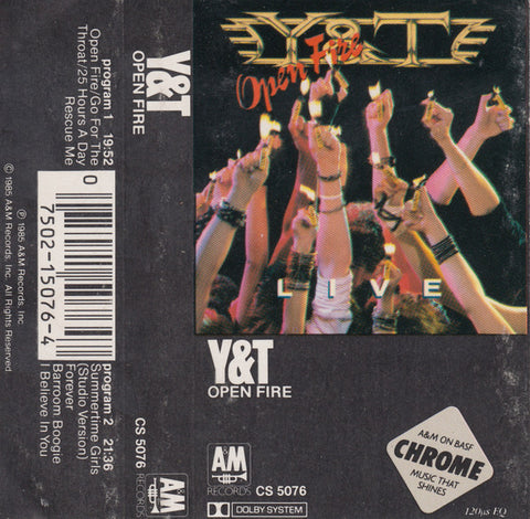 Y & T – Open Fire - Used Cassette 1985 A&M Tape - Heavy Metal