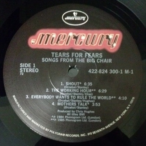Tears For Fears - Songs From The Big Chair - Mint- LP Record 1985 Mercury USA Original Vinyl & Hype Sticker - Pop Rock / New Wave / Synth-pop - Shuga Records