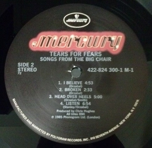 Tears For Fears - Songs From The Big Chair - Mint- LP Record 1985 Mercury USA Original Vinyl & Hype Sticker - Pop Rock / New Wave / Synth-pop - Shuga Records