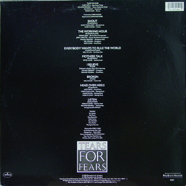 Tears For Fears - Songs From The Big Chair - Mint- LP Record 1985 Mercury USA Original Vinyl & Hype Sticker - Pop Rock / New Wave / Synth-pop - Shuga Records