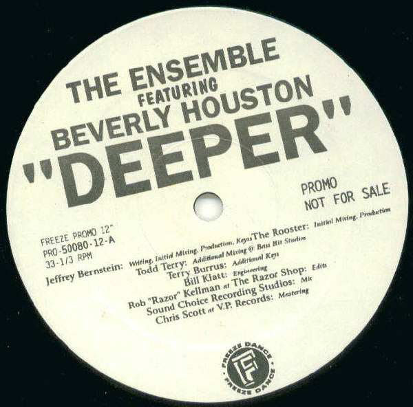 The Ensemble Featuring Beverly Houston - Deeper - Mint- 12" Single Record 1995 Freeze Dance USA Promo Vinyl - House / Deep House - Shuga Records