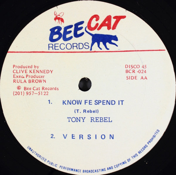 Derrick Parker / Tony Rebel - Rough Neck Sound / Know Fe Spend It - VG+ 12" Single Record 1993 Bee Cat Jamaica Vinyl - Reggae / Dancehall