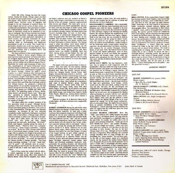 Various - Chicago Gospel Pioneers - New LP Record 1987 Spirit Feel USA Vinyl - Chicago Soul / Gospel - Shuga Records