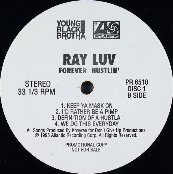 Ray Luv - Forever Hustlin' - Mint- 2 LP Record 1995 Atlantic USA Promo Vinyl - Hip Hop / Gangsta / Boom Bap - Shuga Records