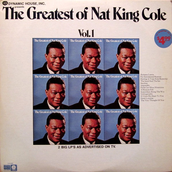 Nat King Cole - The Greatest of Nat King Cole - VG+ 2 LP Record 1972 USA Vinyl - Jazz / Vocal - Shuga Records