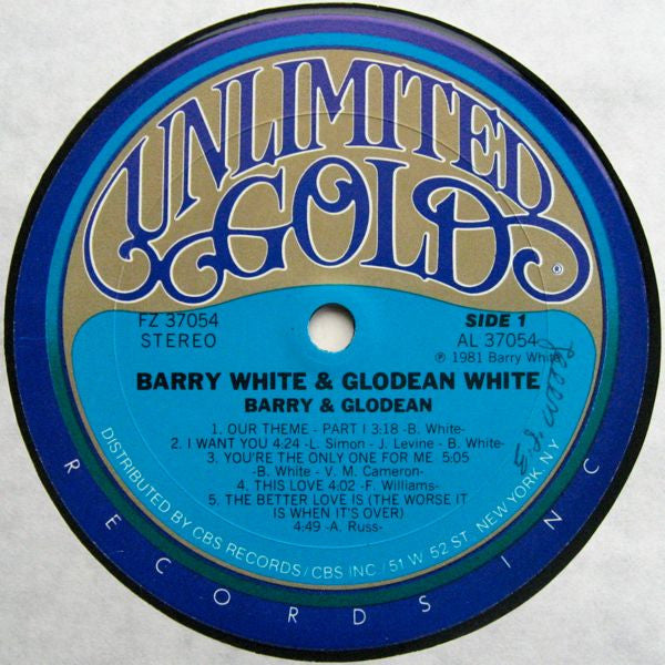 Barry White & Glodean White – Barry & Glodean - VG+ LP Record 1981 Unlimited Gold Vinyl - Soul / Disco