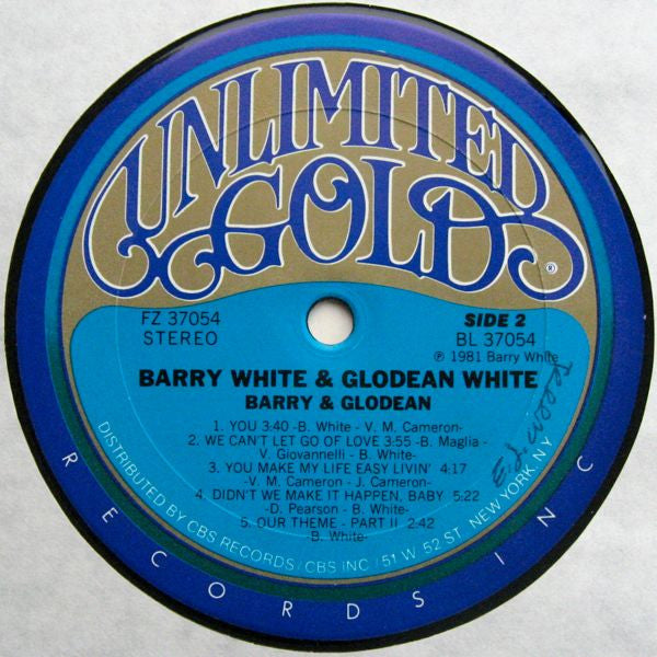 Barry White & Glodean White – Barry & Glodean - VG+ LP Record 1981 Unlimited Gold Vinyl - Soul / Disco