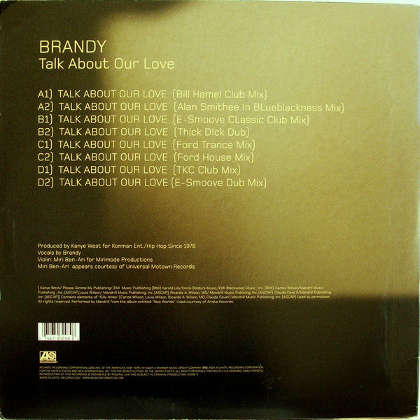 Brandy - Talk About Our Love - VG+ 2x 12" Single Record 2004 Atlantic USA Vinyl - House / Trance / Garage House - Shuga Records