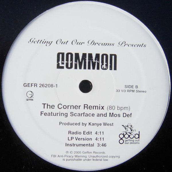 Common- The Corner (Remix) (Produced by Kanye West) - Mint- 12" Single Record 2005 Geffen / G.O.O.D. Music USA Promo Vinyl - Hip Hop - Shuga Records
