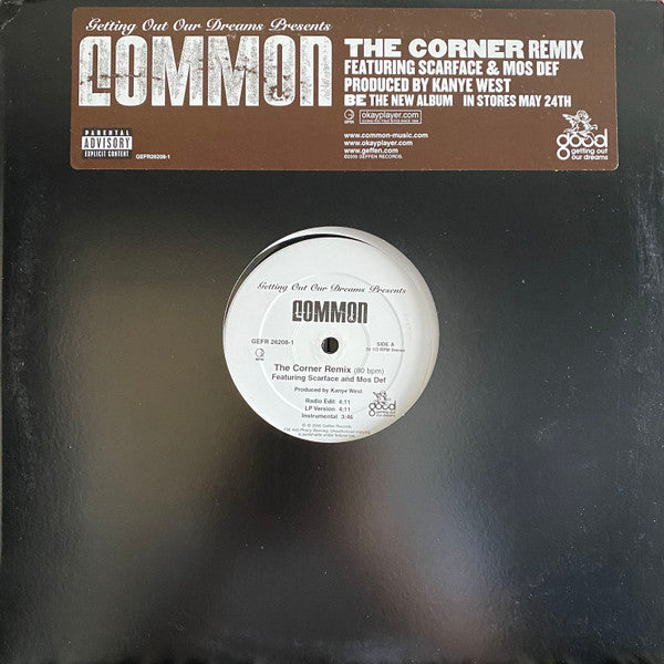 Common- The Corner (Remix) (Produced by Kanye West) - Mint- 12" Single Record 2005 Geffen / G.O.O.D. Music USA Promo Vinyl - Hip Hop - Shuga Records