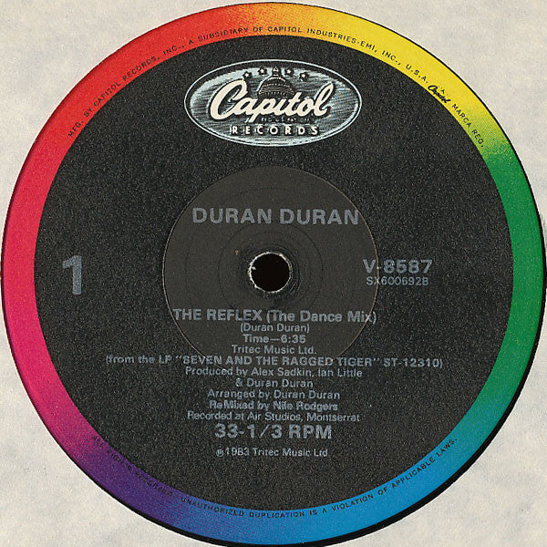 Duran Duran - The Reflex (The Dance Mix) - VG+ 12" Single 1984 Capitol USA Vinyl - New Wave / Synth-Pop - Shuga Records