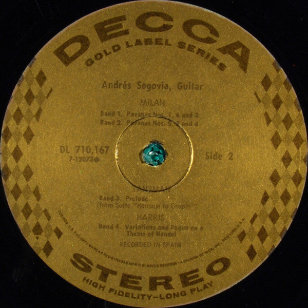 Andrés Segovia - The Unique Art Of Andrés Segovia - Mint- LP Record 1969 Decca USA Stereo Vinyl - Latin / Classical Guitar - Shuga Records