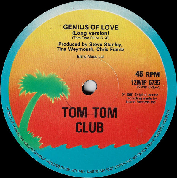 Tom Tom Club / Mr. Yellow - Genius Of Love / Yella - VG+ 12" Single Record 1982 Island UK Vinyl - Disco - Shuga Records