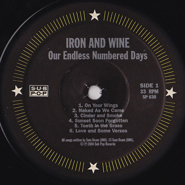 Iron + Wine - Our Endless Numbered Days - VG+ LP Record 2004 Sub Pop USA Original Press Vinyl & 7" Single - Indie Rock / Indie Folk - Shuga Records