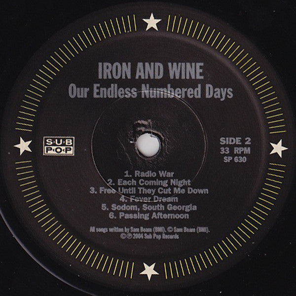 Iron + Wine - Our Endless Numbered Days - VG+ LP Record 2004 Sub Pop USA Original Press Vinyl & 7" Single - Indie Rock / Indie Folk - Shuga Records