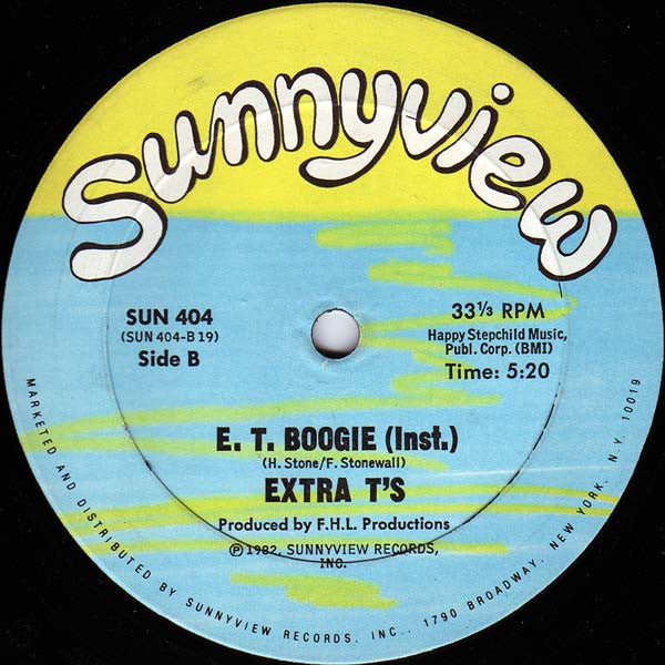 Extra T's ‎- E. T. Boogie - VG+ 12" Single Record 1982 Sunnyview USA Vinyl - Hip Hop / Electro - Shuga Records