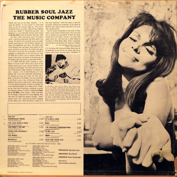 The Music Company - Rubber Soul Jazz - Mint- LP Record 1966 Mirwood USA Vinyl - Jazz / Pop - Shuga Records