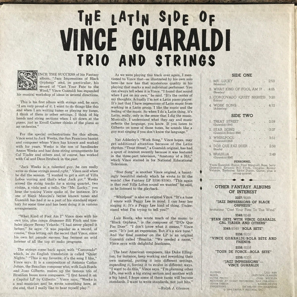 Vince Guaraldi Trio – The Latin Side Of Vince Guaraldi - Near Mint- LP Record USA Stereo Deep Groove Vinyl - Jazz / Latin / Bossa Nova - Shuga Records