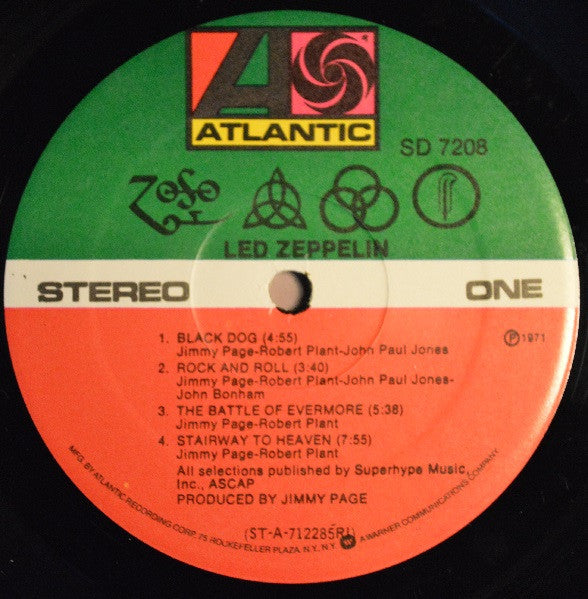 Led Zeppelin - Untitled (IV) (1971) - Mint- LP Record 1975 Atlantic USA Vinyl & Original Inner - Classic Rock - Shuga Records