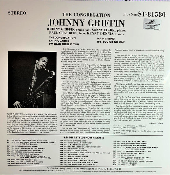 Johnny Griffin – The Congregation (1958) - New 2 LP Record 2009 Blue Note Music Matters 180 gram Vinyl, Numbered 0044 RARE REVIEW COPY PROMO & Andy Warhol Cover Art - Jazz / Hard Bop - Shuga Records