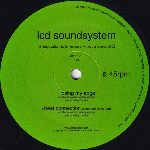 LCD Soundsystem - Losing My Edge - VG+ 12" Single Record 2002 DFA USA Original Press Vinyl - Electro / Indie Rock / Pop - Shuga Records